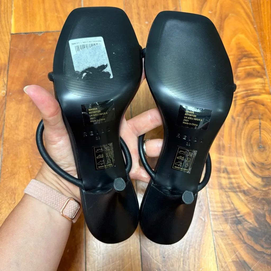 NEW REISS Magda Leather Strappy Heeled Sandals Black 7.5 - Image 11