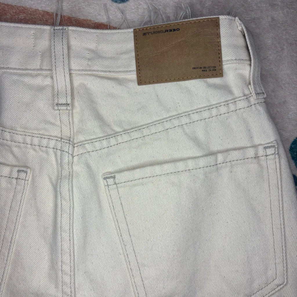 Studio R330 Rigid Wide Leg Ecru Jeans Size 24 - Image 8