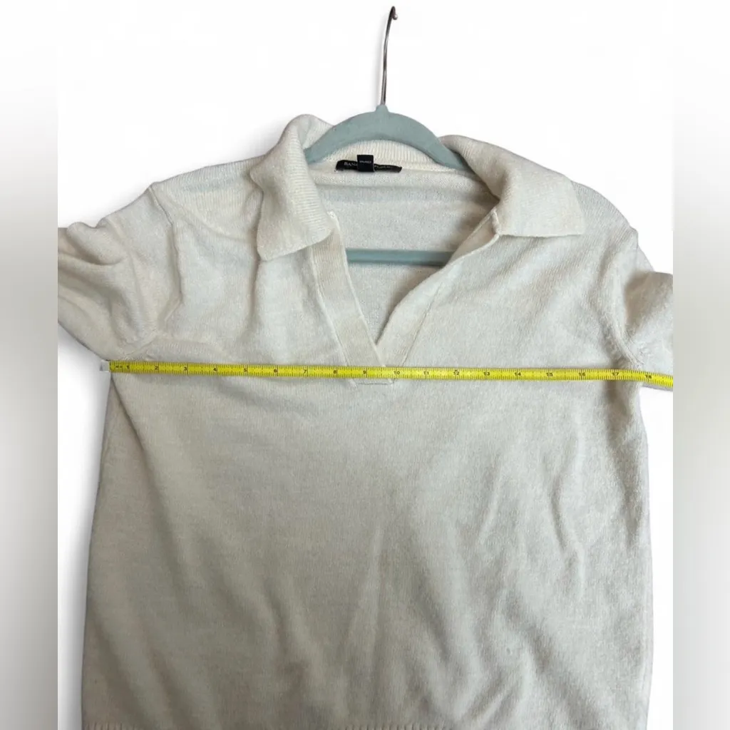 Banana Republic Medium Cream Collared Knit Sweater Classic Fit White - Image 5