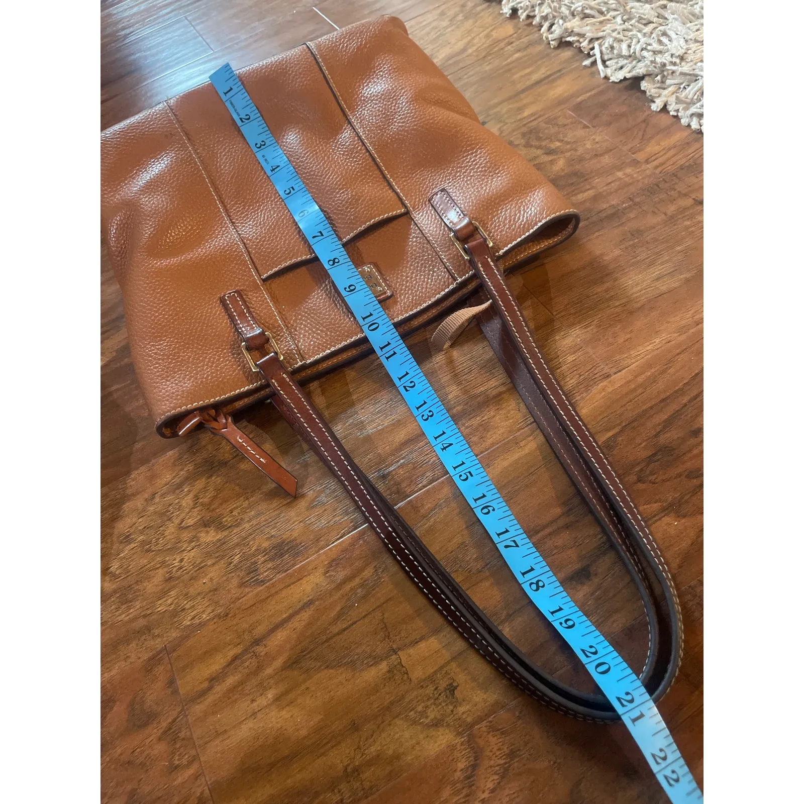 DOONEY & BOURKE Small Pebble Lexington Shopper Tote Purse Bag Caramel Leather - Image 12