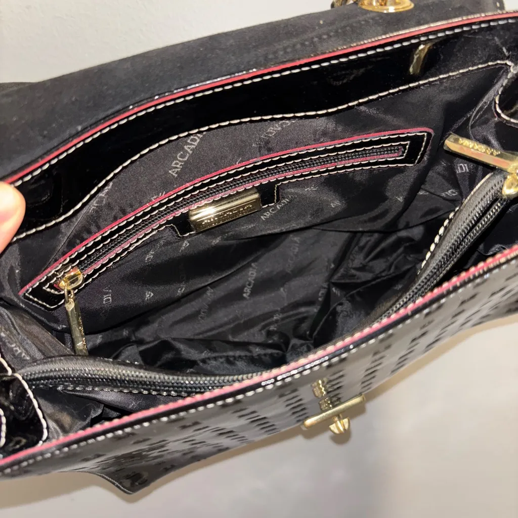 Arcadia Zola Embossed Black
Italian Leather Satchel
Crossbody NWOT Black - Image 11