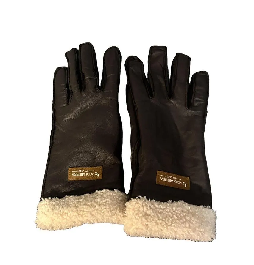 Koolaburra by Ugg Brown Genuine Leather Gloves Faux Fur Lined Cuff Size S - Image 3