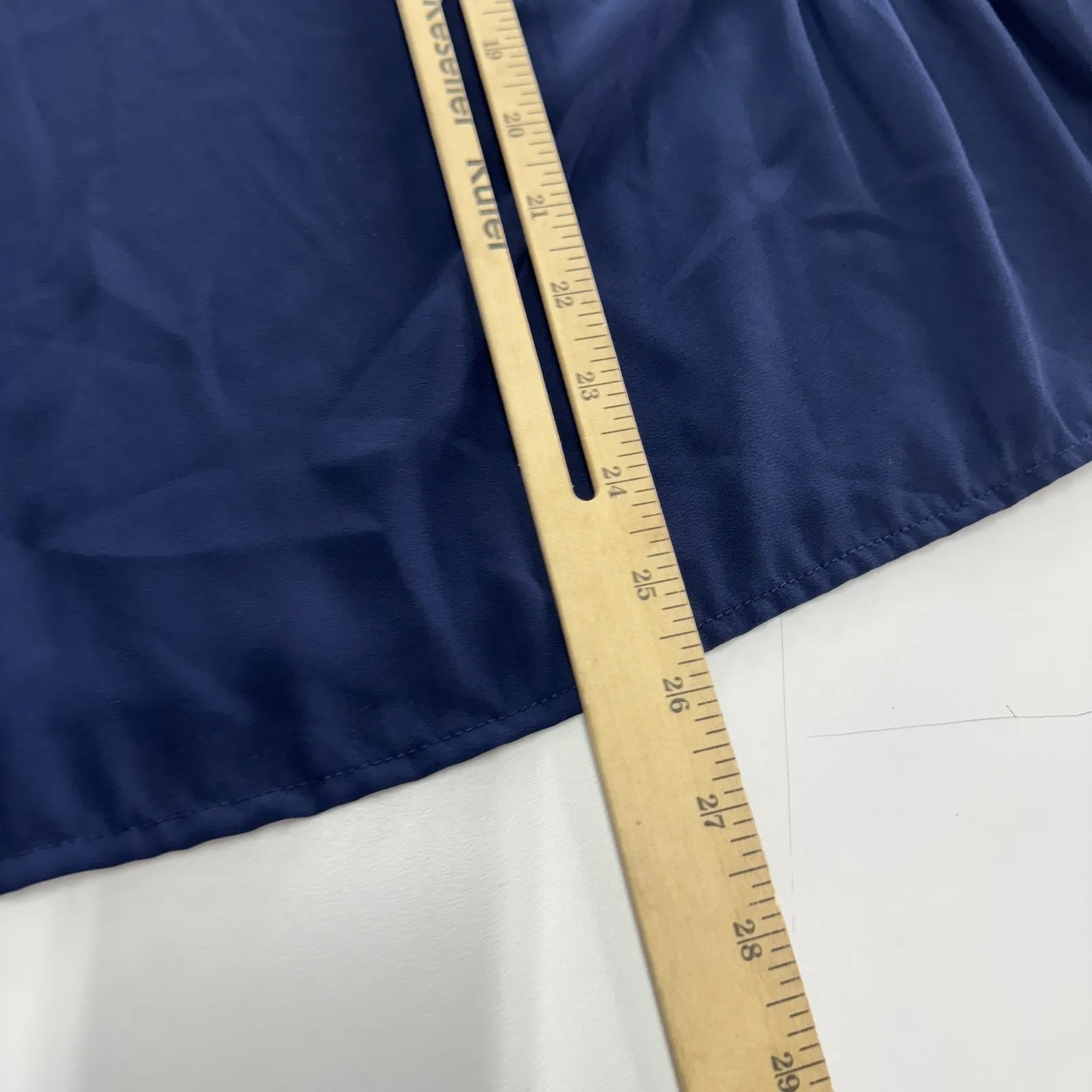 Pleione Blouse Womens Small Navy Blue Bell‎ Sleeve Pullover Top Polyester Ruffle - Image 6