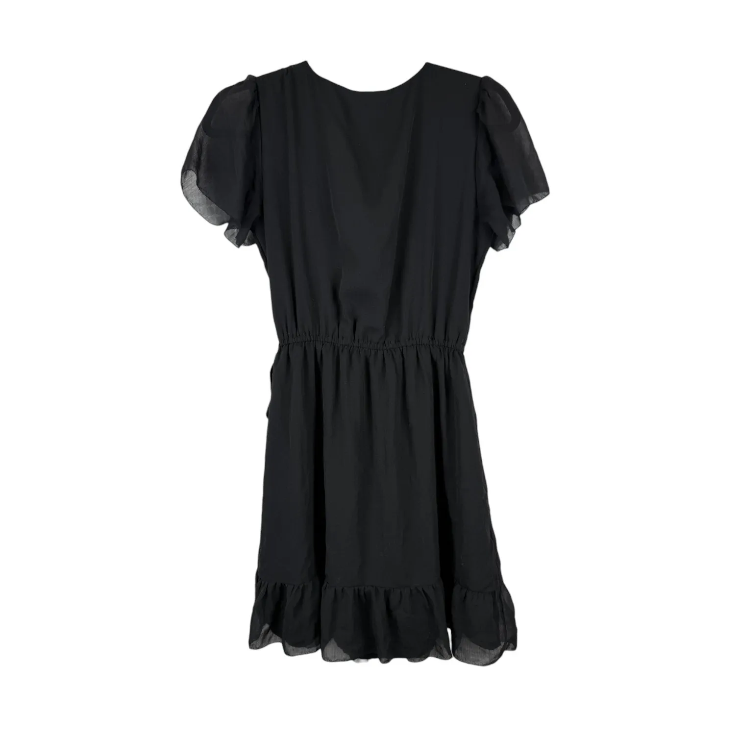 Black Abercrombie and Fitch Ruffle Chiffon Wrap Short Sleeve Mini Dress - XS - Image 2