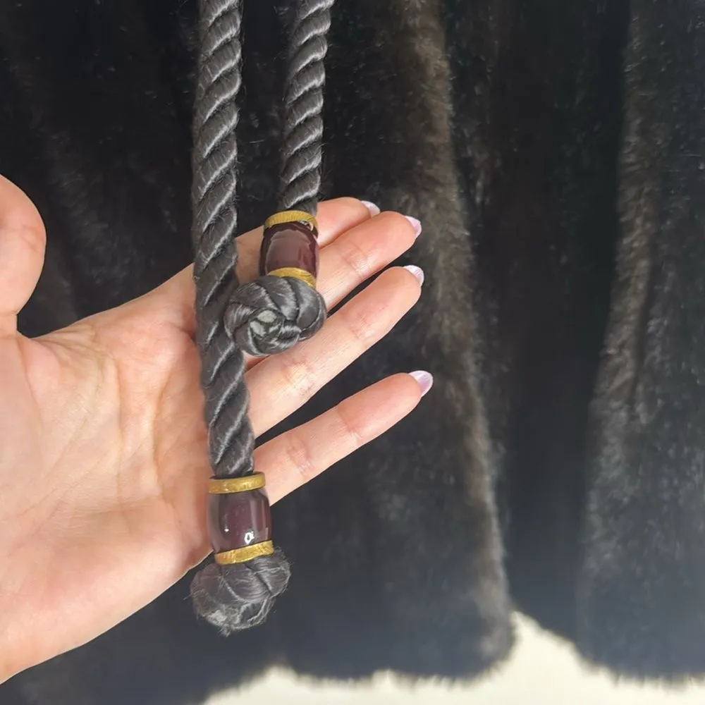 Vtg 70s grandella II ladies button up chocolate brown fur coat size 12 - Image 5