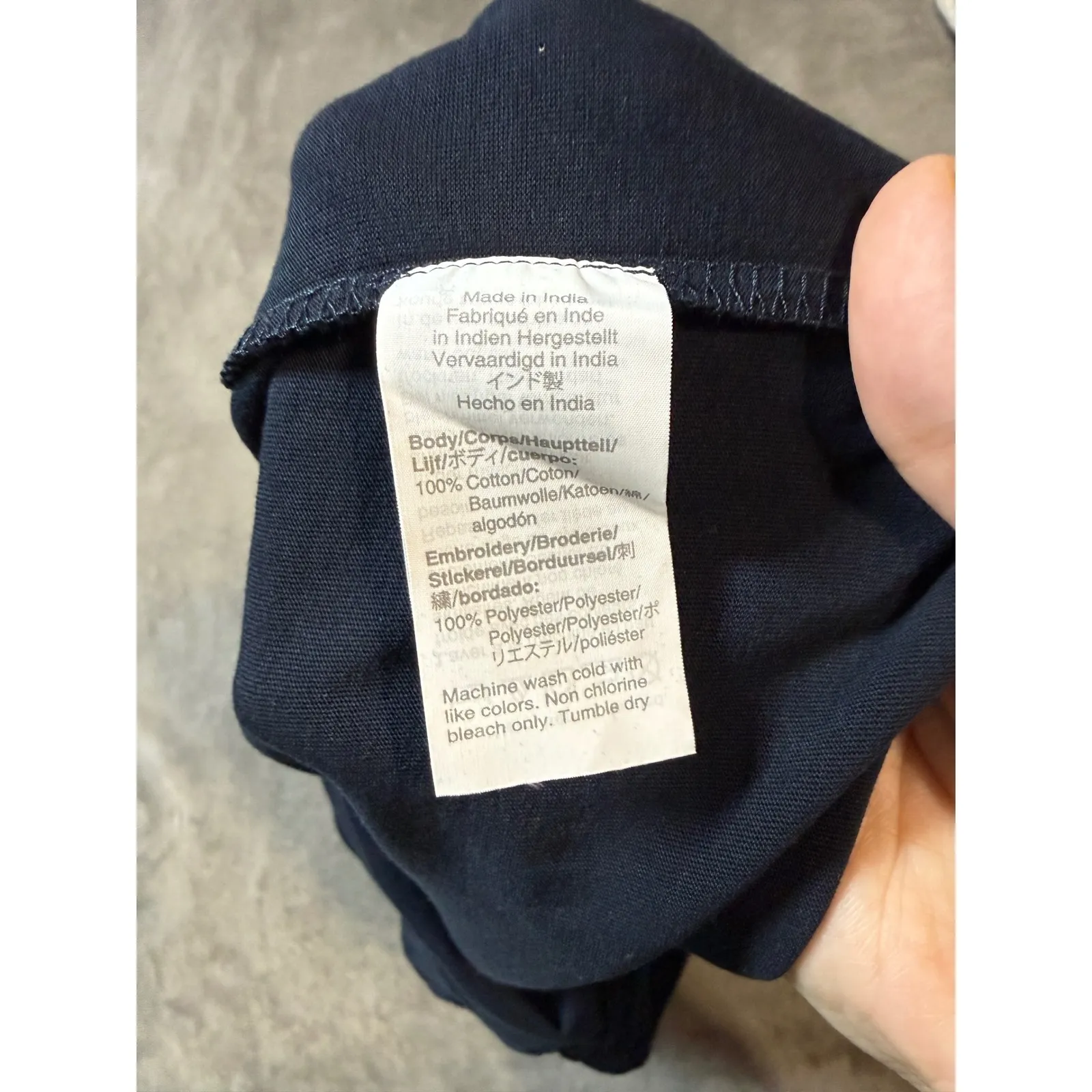 J.Crew Size XXS Short Sleeve Navy Blue Crew Neck Shirt Embroidered Floral Purple - Image 7