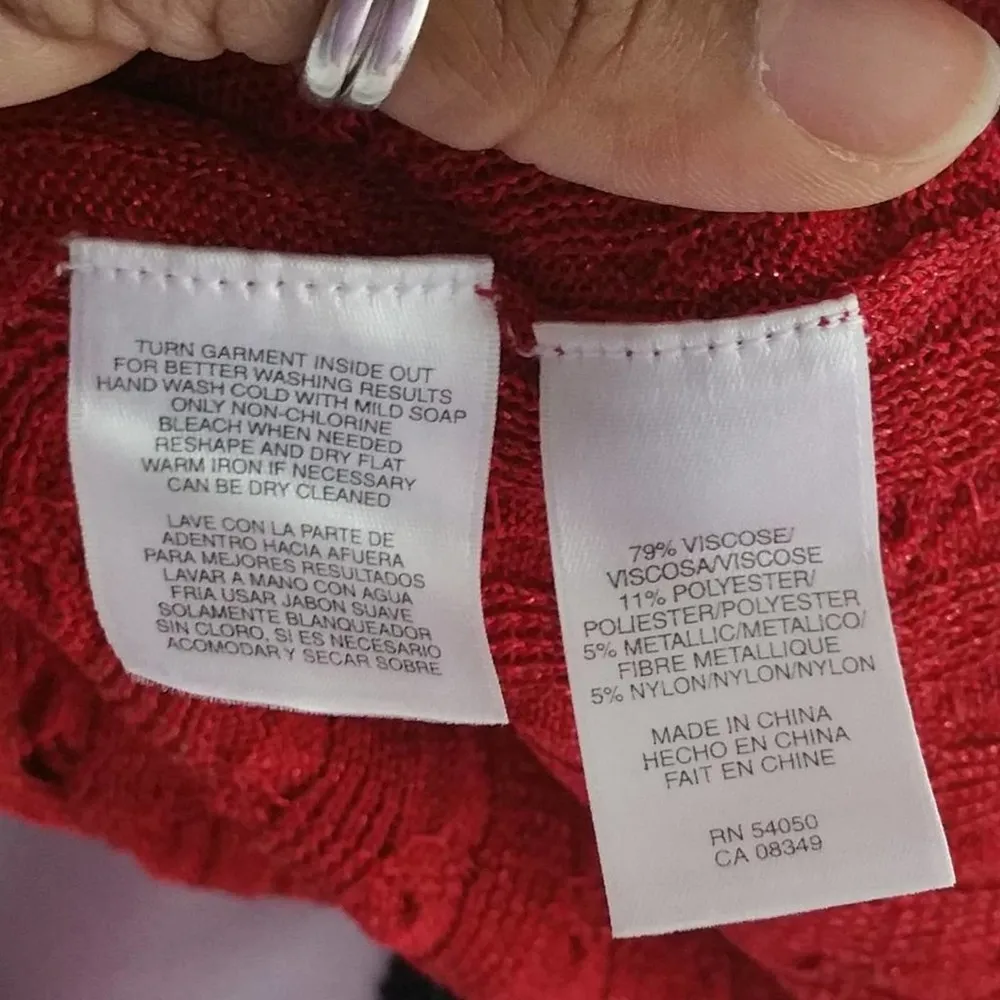 Jones New York Cable Knit Sweater Red Size Large - Image 6