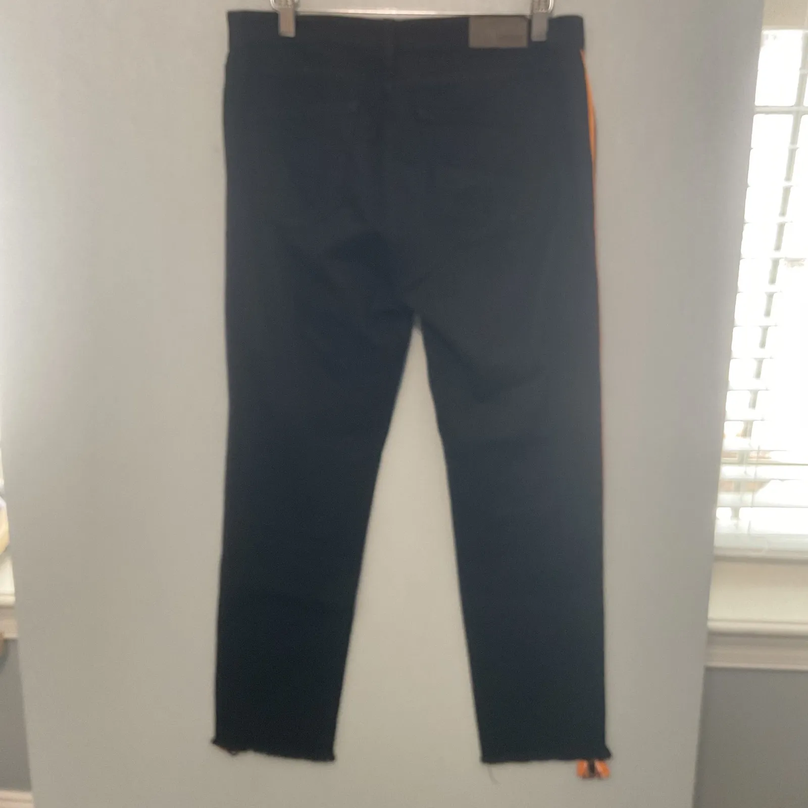 CARMAR Black Jeans Orange Stripe Side Raw Hem Size 28 - Image 3