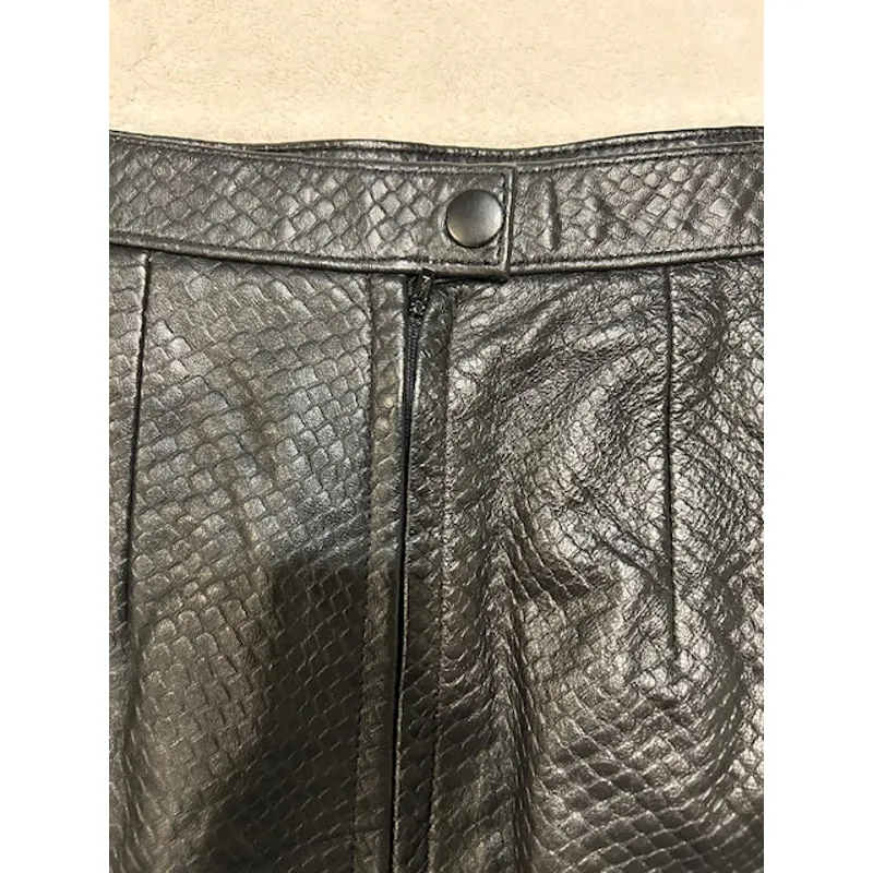 WILSONS Black Genuine Leather Luxe Snake Reptile Textured Skirt Vintage MEDIUM - Image 3