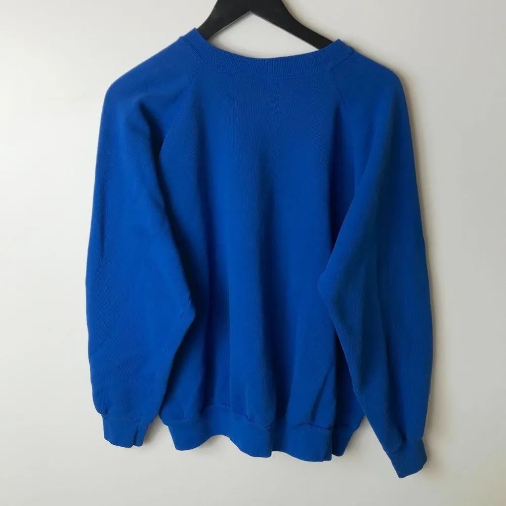Vintage Made In USA Crewneck Sweater Minimal Basic Adult Blue M Medium Solid - Image 9