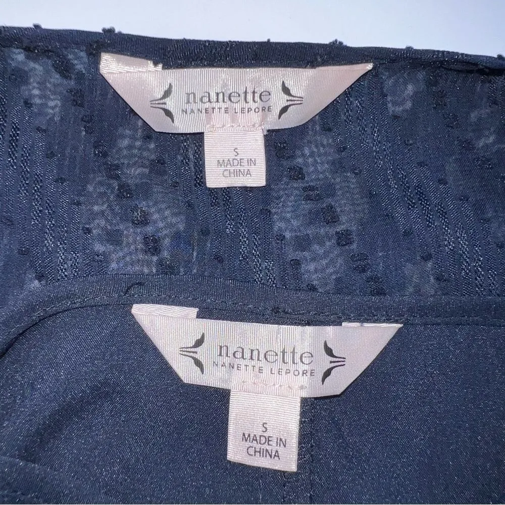 Nanette by Nanette Lepore Navy Sheer Textured Tank w/Detachable Camisole Liner-S - Image 11