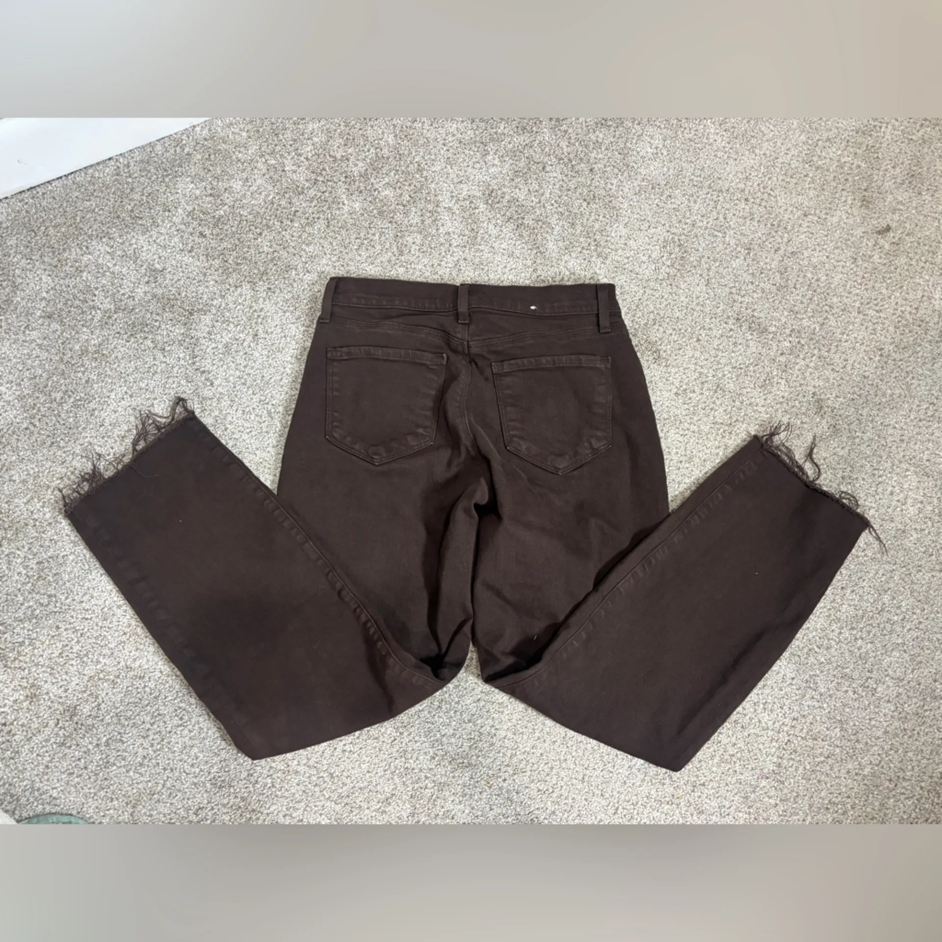 L'AGENCE Mid Rise Raw Hem Jeans Size 24 Cocoa Brown Skinny Brown Jeans - Image 3