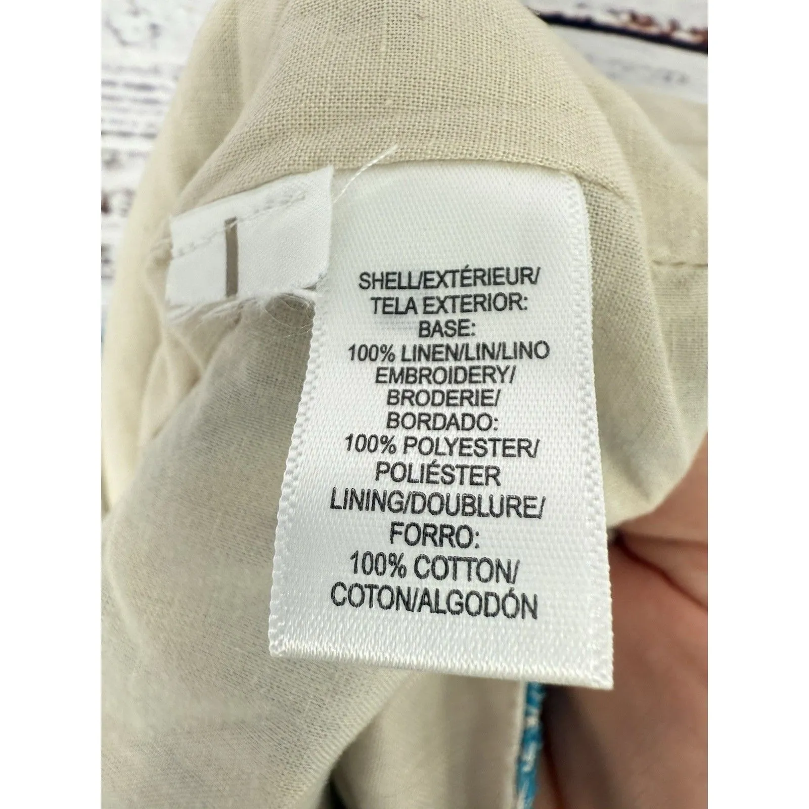 Ann Taylor LOFT The Riviera 100% Linen Shorts Sz 8 Blue‎ White Geo 6" Inseam - Image 6