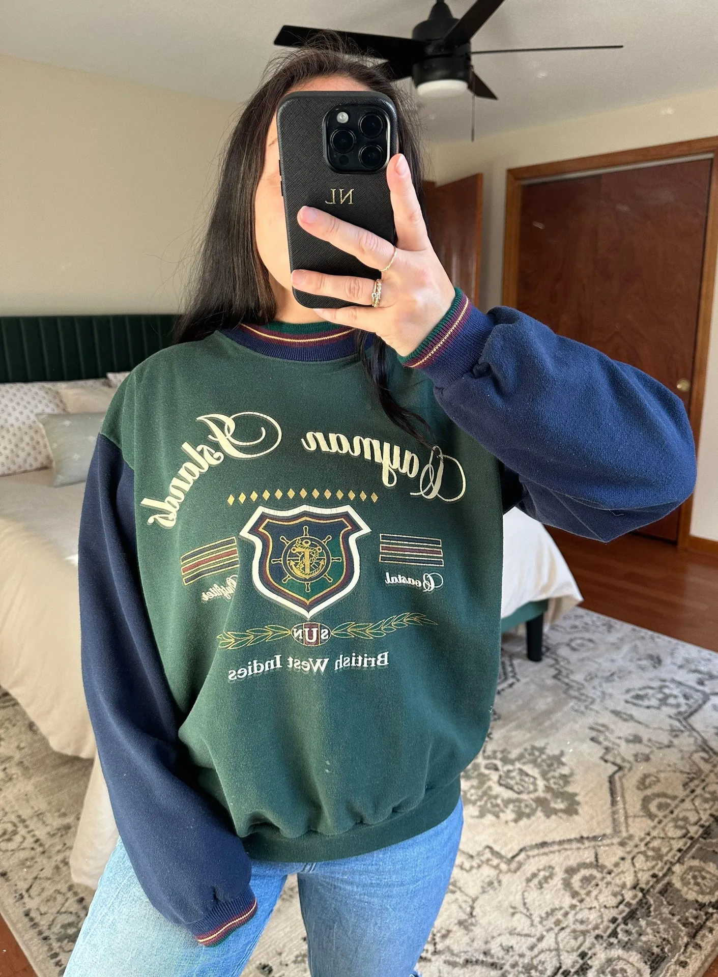 Vintage Crewneck Sweatshirt Blue Size L - Image 3