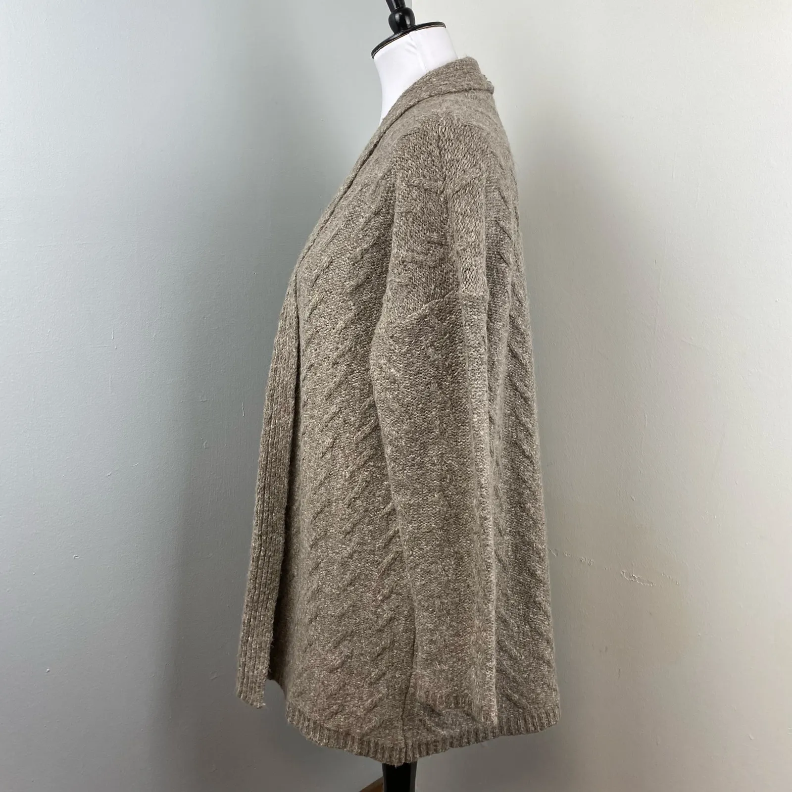 J Jill Neutral Taupe Alpaca Blend Open Cardigan Small Tan - Image 6