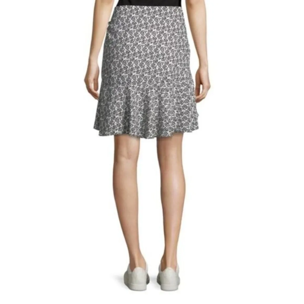 ALC Womens Farrow Silk Floral Flounce‎ Skirt Size 2 Black White Feminine Fairy - Image 2
