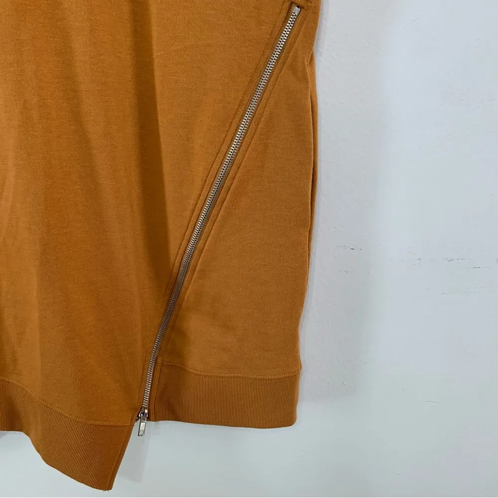 HYFVE Camel Asymmetrical Side Zipper Short Sleeve Mini Dress W/ Pockets Size M - Image 2