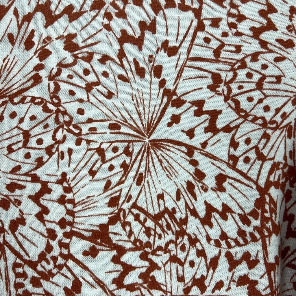 J Jill Sweater Top Womens Large‎ Rust Cream Butterfly Pattern Striped Cuff Knit - Image 5