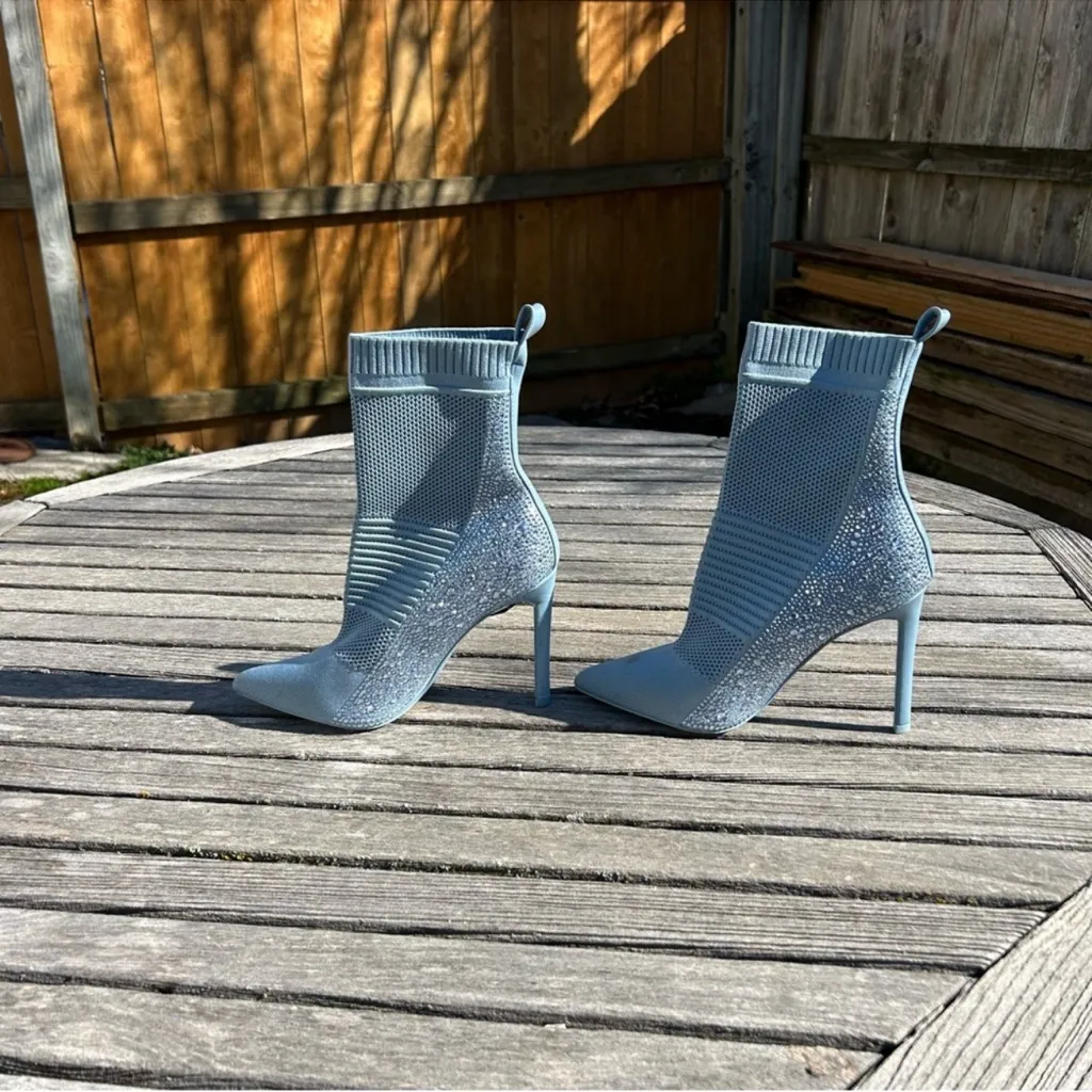 STEVE MADDEN Sock Bootie The Maxwell Blue Rhinestone size 8 fall winter hot cute - Image 9