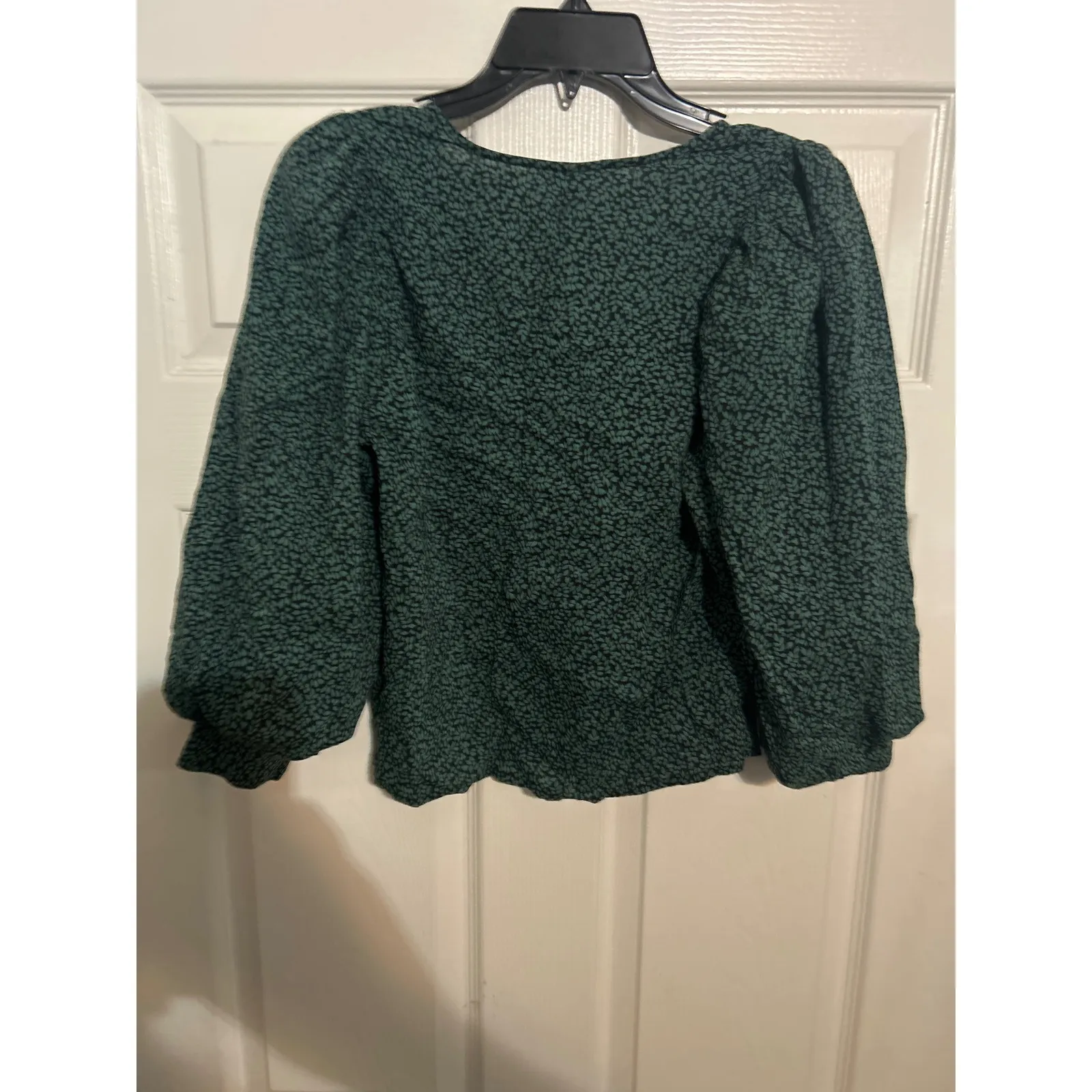 A New Day Womens Floral Print Long Sleeve Blouse Top Green Size S‎ - Image 4