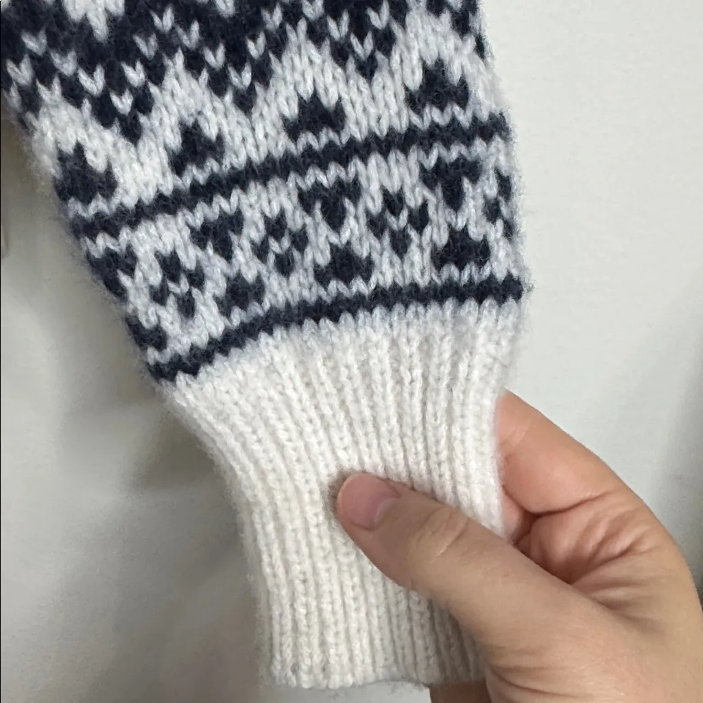 Vineyard Vines Patchwork Fair Isle Mockneck Wool Sweater Nordic Snowflake size M - Image 6