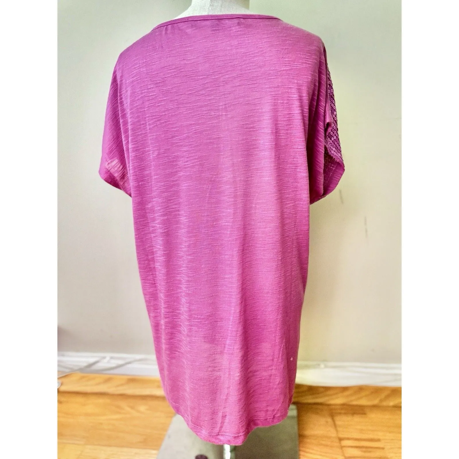 Ralph Lauren Purple Label Women’s Sequin Short Sleeve Top Wool Blend Size XL - Image 2