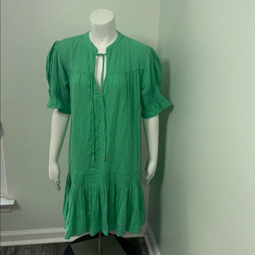 OLIPHANT green smocked dress large - Image 2