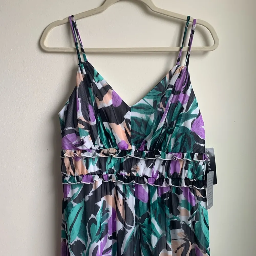 Donna Morgan Nordstrom Tropical Floral Chiffon Resort Maxi Dress (Sz 8) Purple - Image 2
