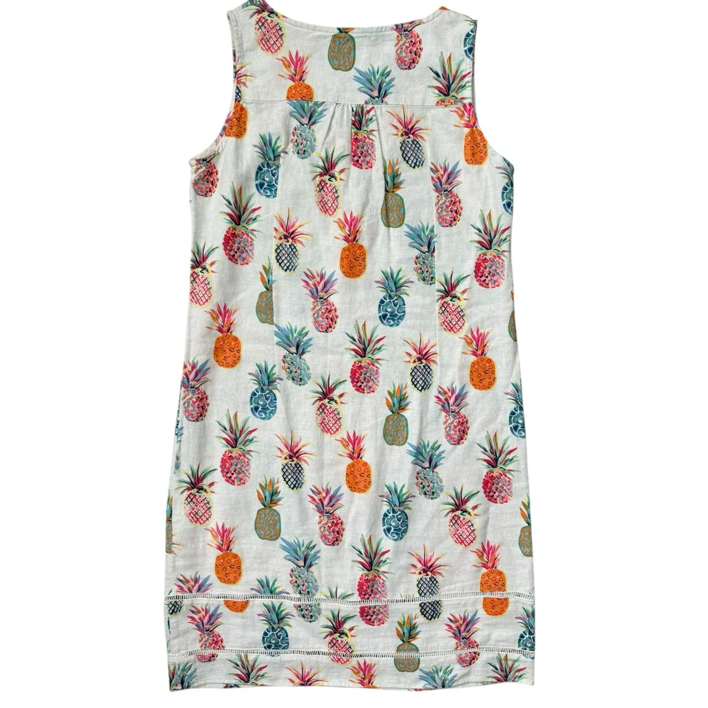 For Cynthia Sleeveless Lace Up Pineapple Print Mini Shift Dress Multi Size Small - Image 7