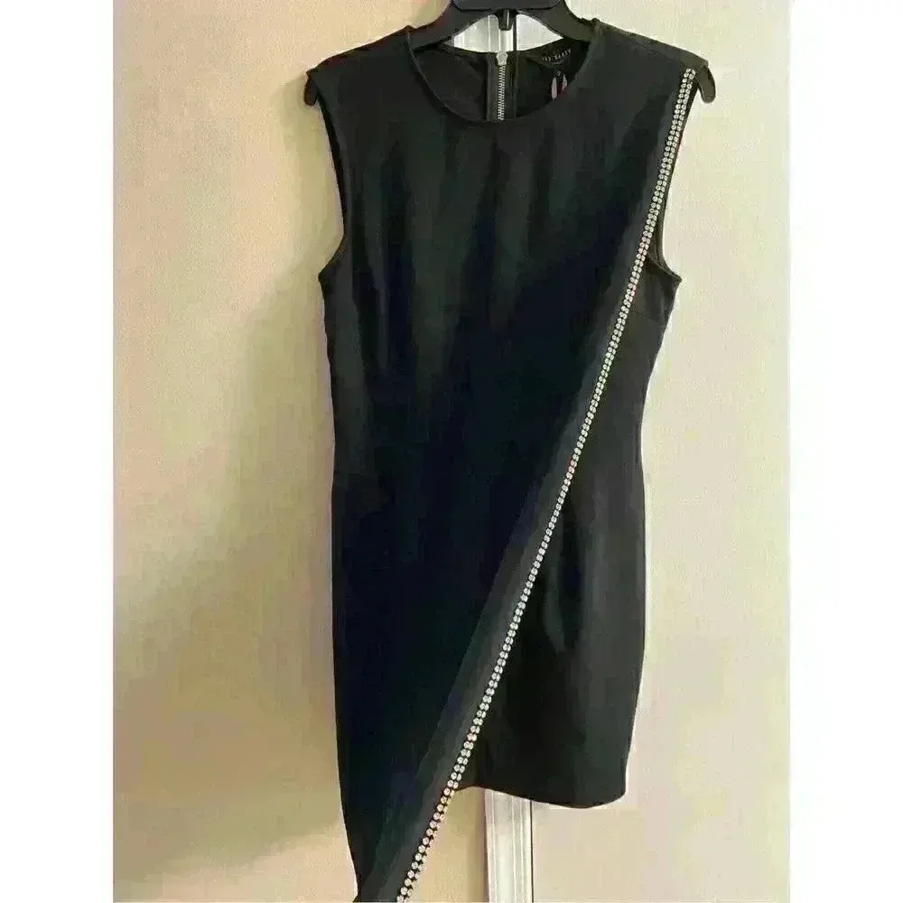 TED baker black double layer embellished tunic dress Sz 6‎ - Image 3