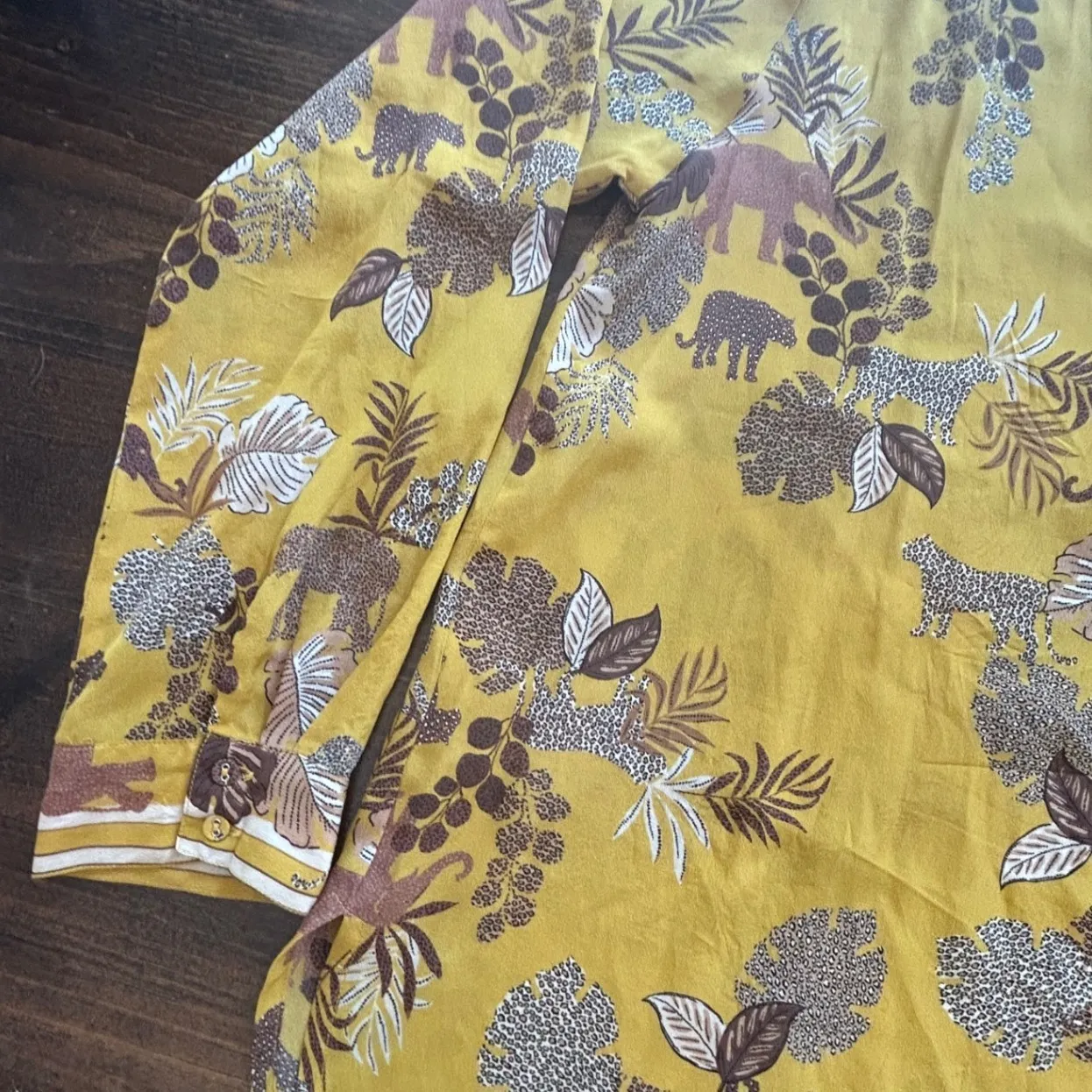 Johnny Was Taly Astrid Tunic Safari 100% Silk Boho Animal Print Blouse Top Shirt - Image 8