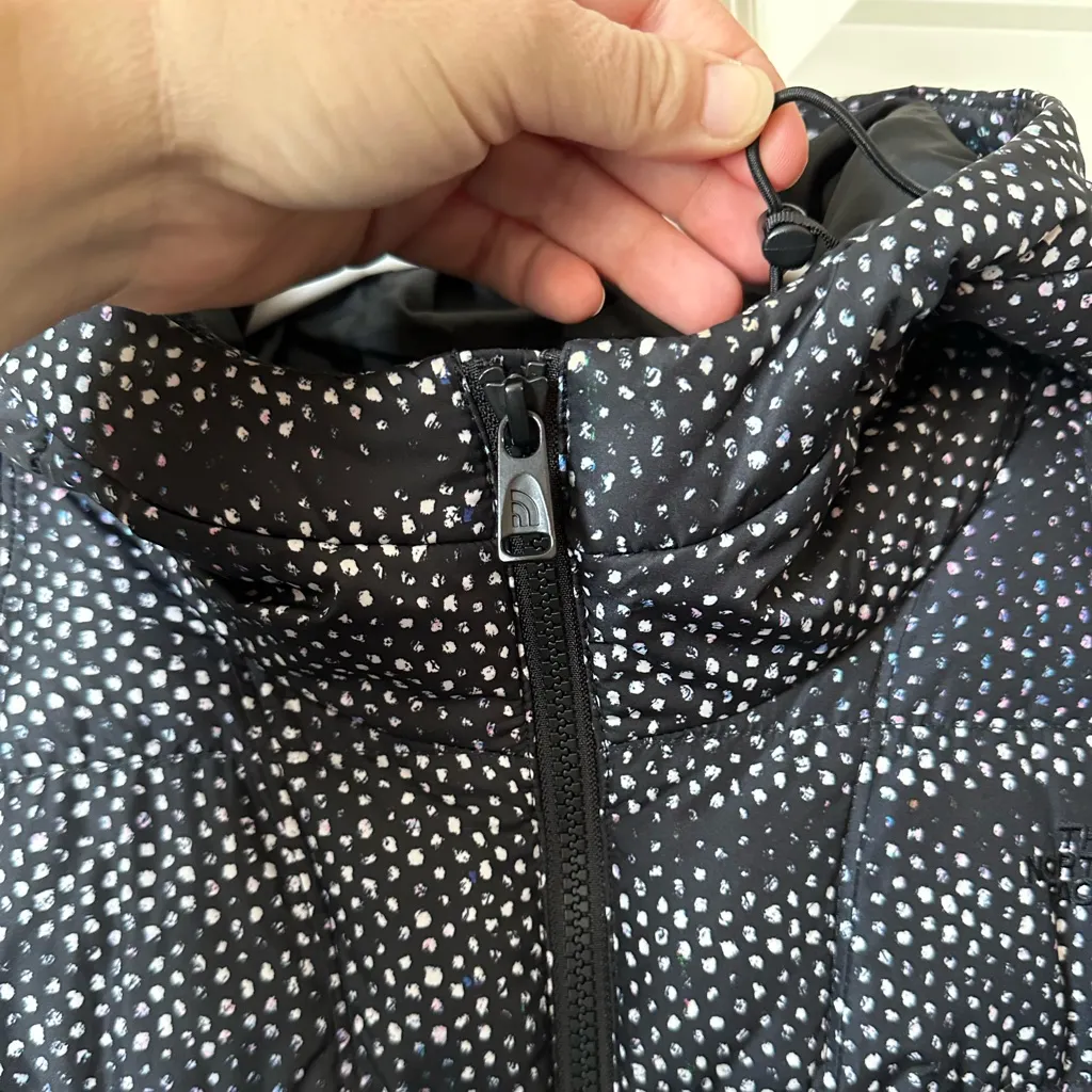 The North Face Womens Gotham Long Jacket Hooded Black Donegal Print Size M - Image 13