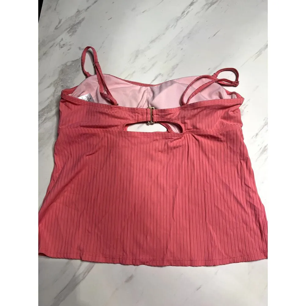Time and Tru Peach Cut Out Tankini Adjustable Strap Size XL Swimsuit Womens - Image 2
