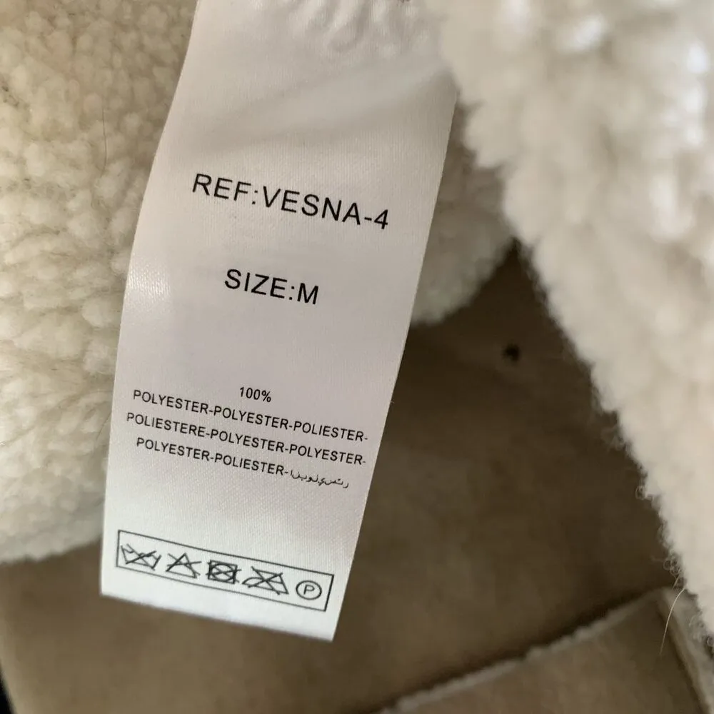 Karl Marc John Brown Faux Suede Sherpa Vest Open Front Boho Western Style Medium - Image 6