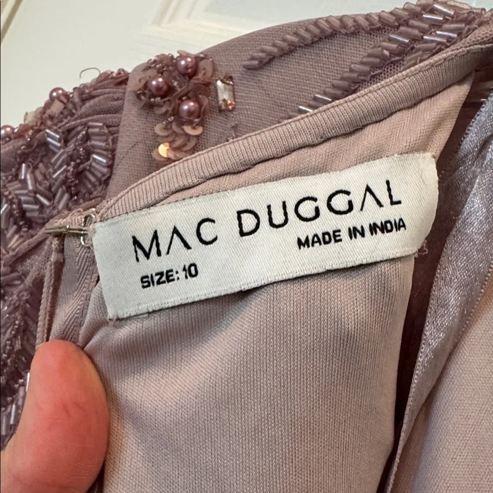 Mac Duggal 93930 Purple Puff Sleeve Embellished A Line Gown Size 10 NWT - Image 9