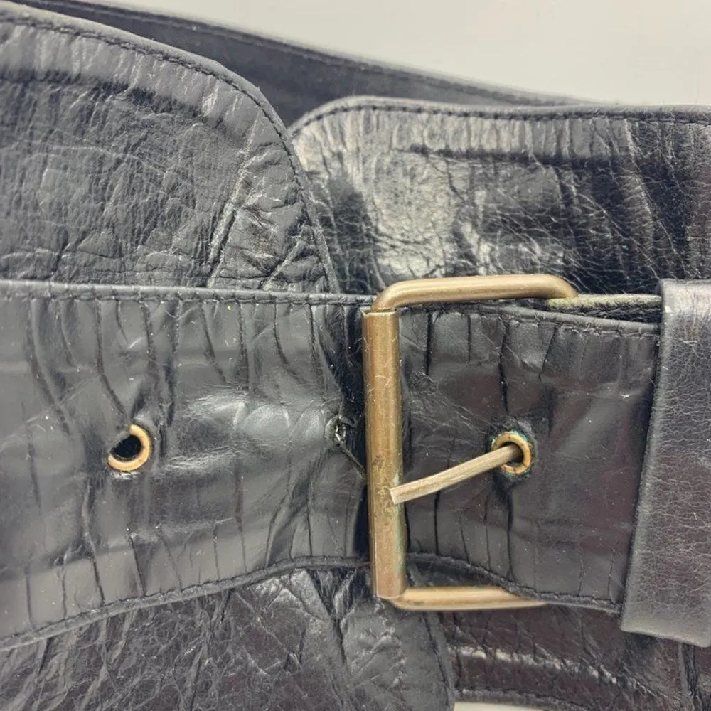 Jocasi London Vintage 80's Gator Print Wide Black Belt - Image 2