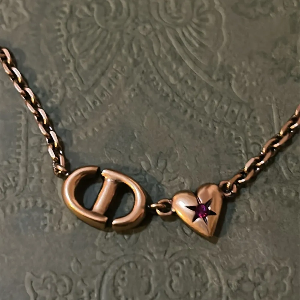 Dior Lucky Charms Necklace Antique Gold-Finish Metal and Pink Crystal - Image 5