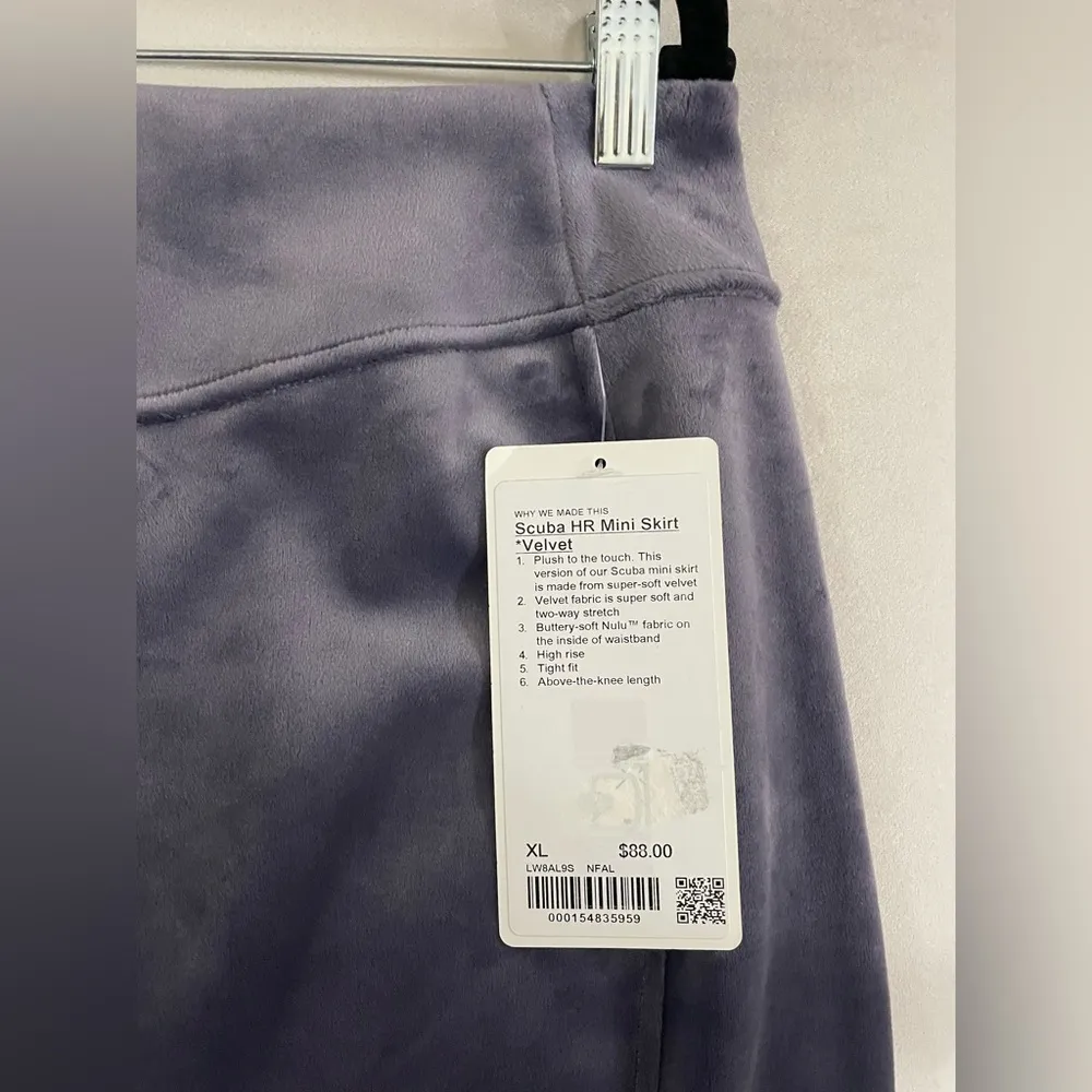 Lululemon NWT Scuba High Rise Velvet Mini Skirt Nightfall Size XL - Image 9