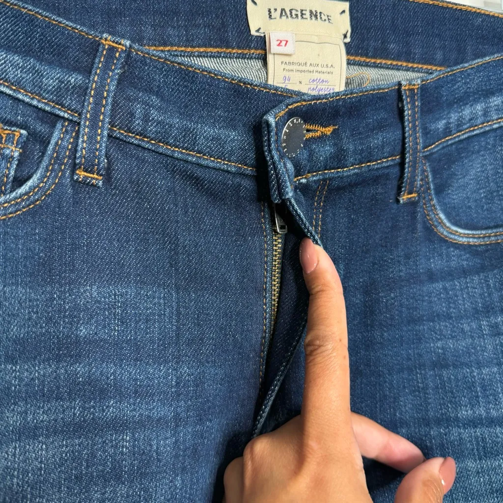 NWOT L'agence El Matador Slim High Rise Raw Hem In Knox Blue‎ Wash Size 27 - Image 4