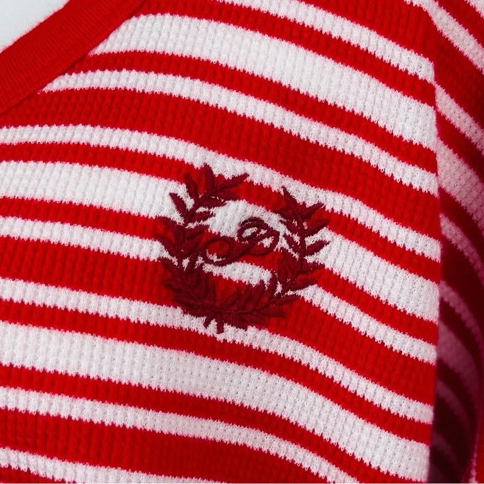 NWT PiNK Victoria’s Secret Thermal Red White Stripe Pajama Shirt Boxy Shorts Set - Image 5