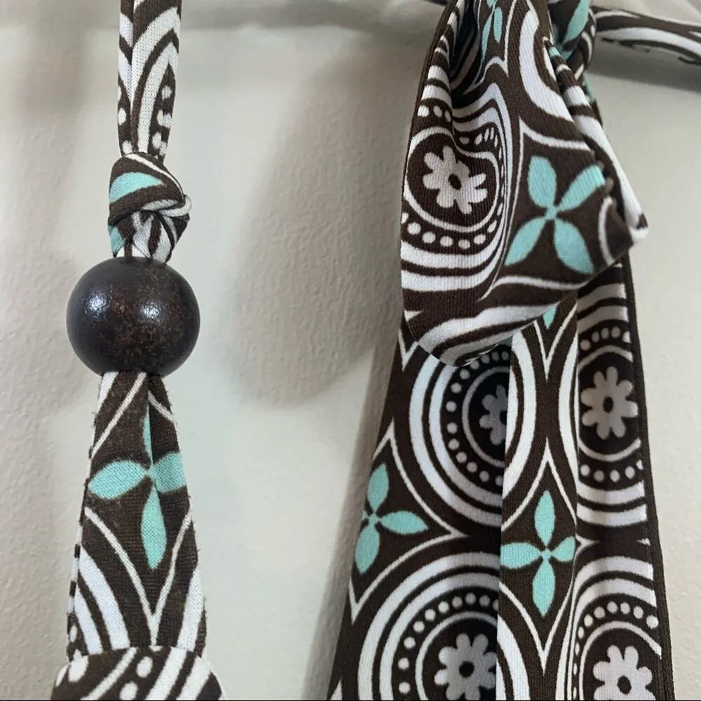 Vintage Y2K Forever 21 Floral Cream/Brown Halter Maxi Dress - Image 2