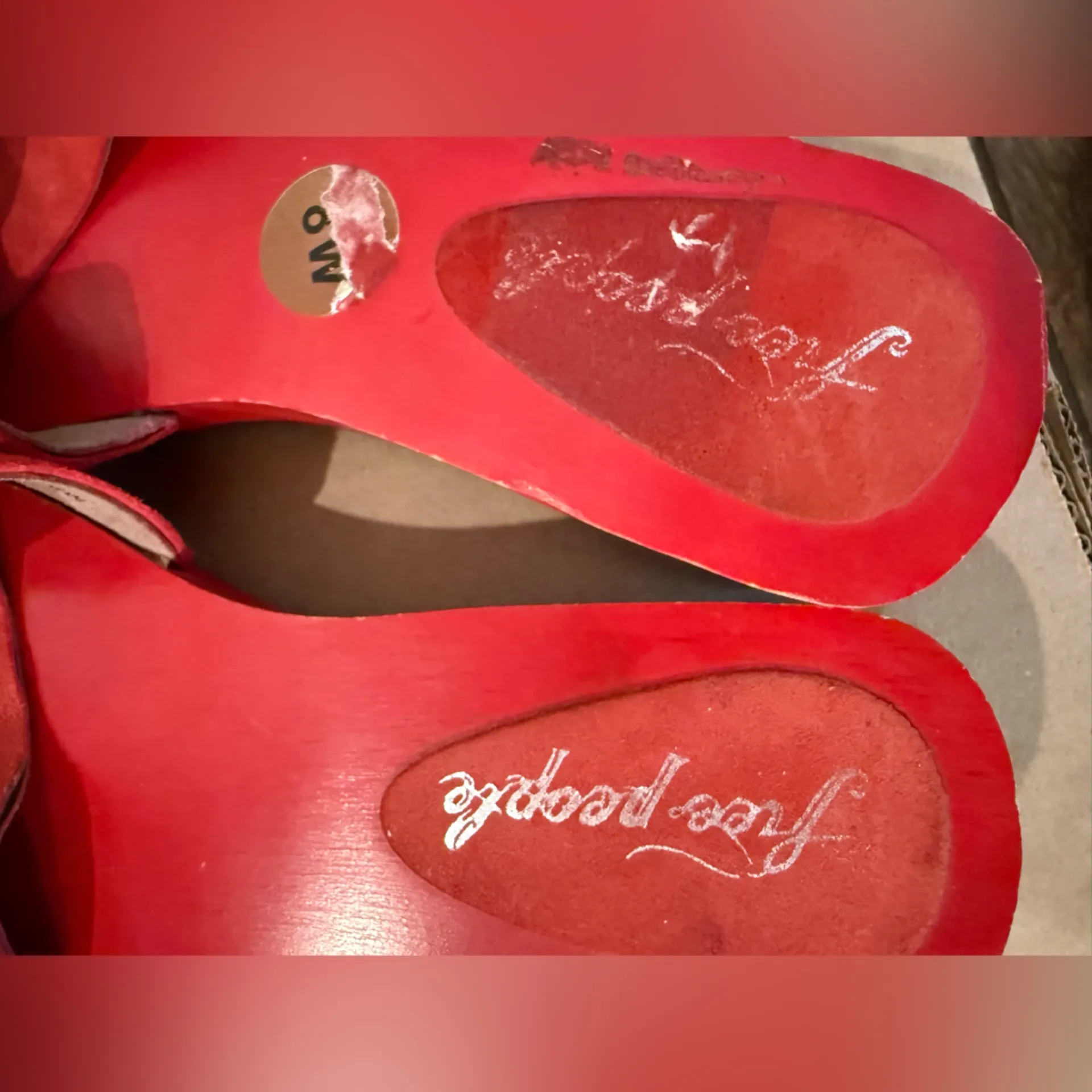 Free People Women's Red Westtown Wood Slide Clogs Suede Size 39 - Image 8