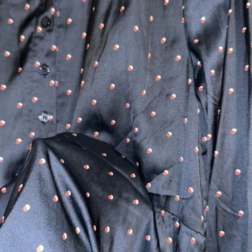 Hatch maternity Delfina Navy Blue Polka Dot satin finish Dress size 0 m/ XS - Image 3