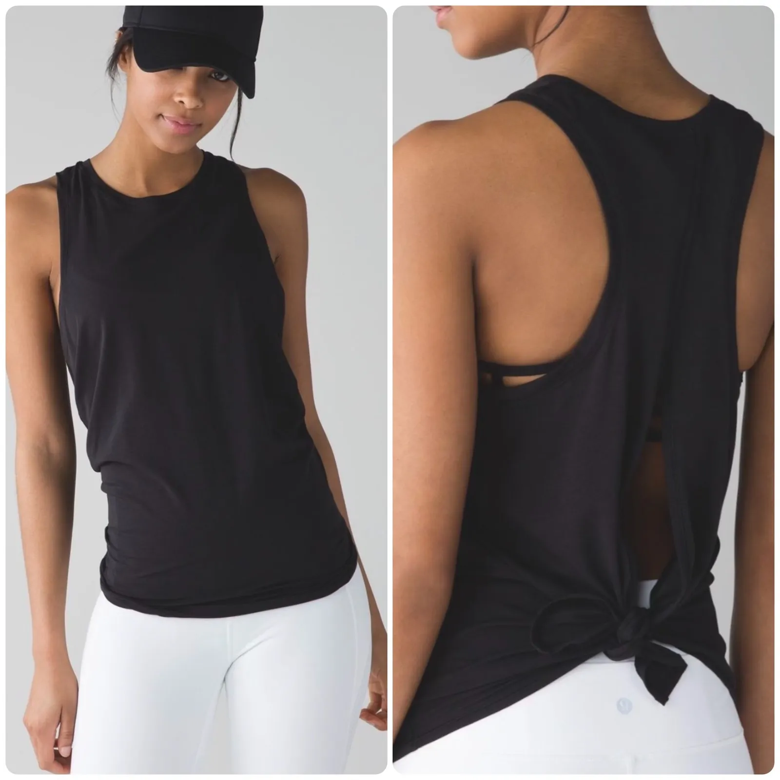 Lululemon Womens Pima Cotton Blend Gym Workout All Tied Up Athleisure Tank Black - Image 2