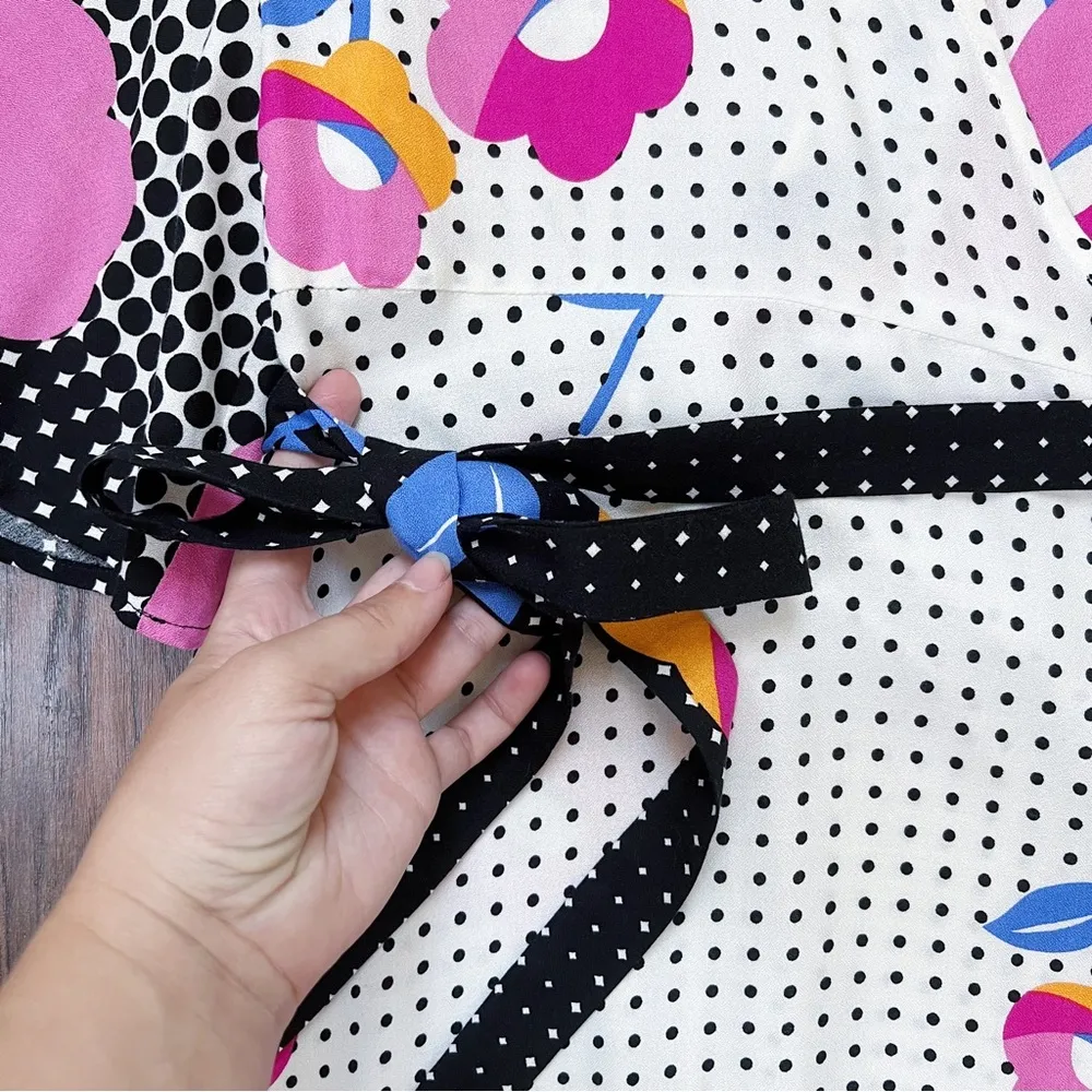 Traffic People • Mary Mary Maxi Wrap Dress mod retro floral rayon flutter sleeve Size 8 - Image 7