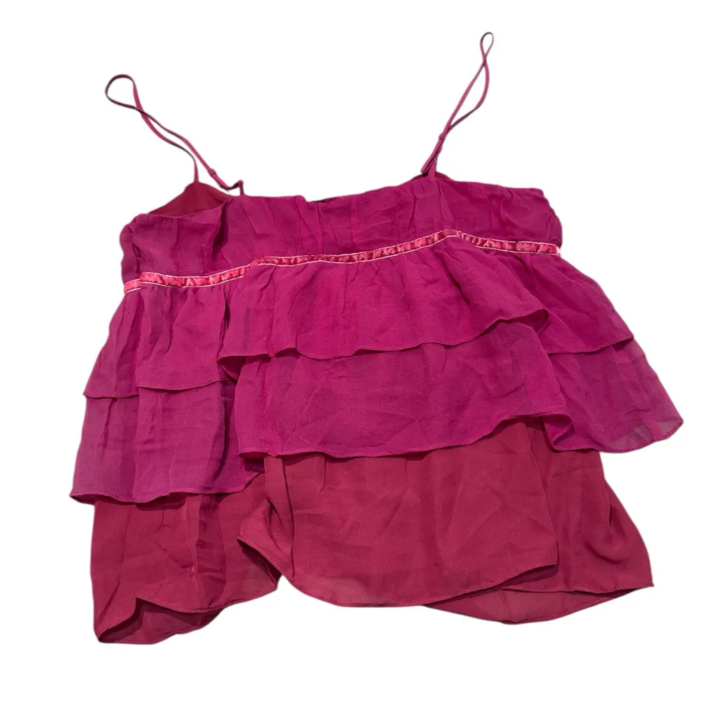 Silk Ruffle Layered Cami – Pink/Magenta | Size S - Image 5