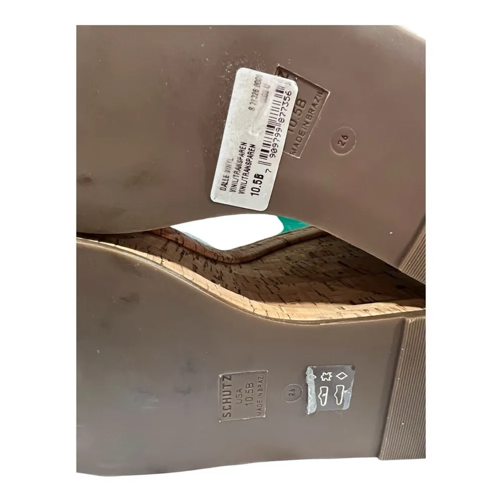 Schutz Size 10.5 Women's Dalle Vinyl Cutout Platform Wedge Sandals Cork NEW - Image 11