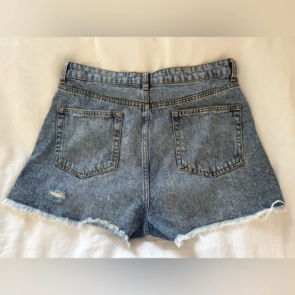 Wild Fable Blue and Black Distressed Jean Shorts - Image 3