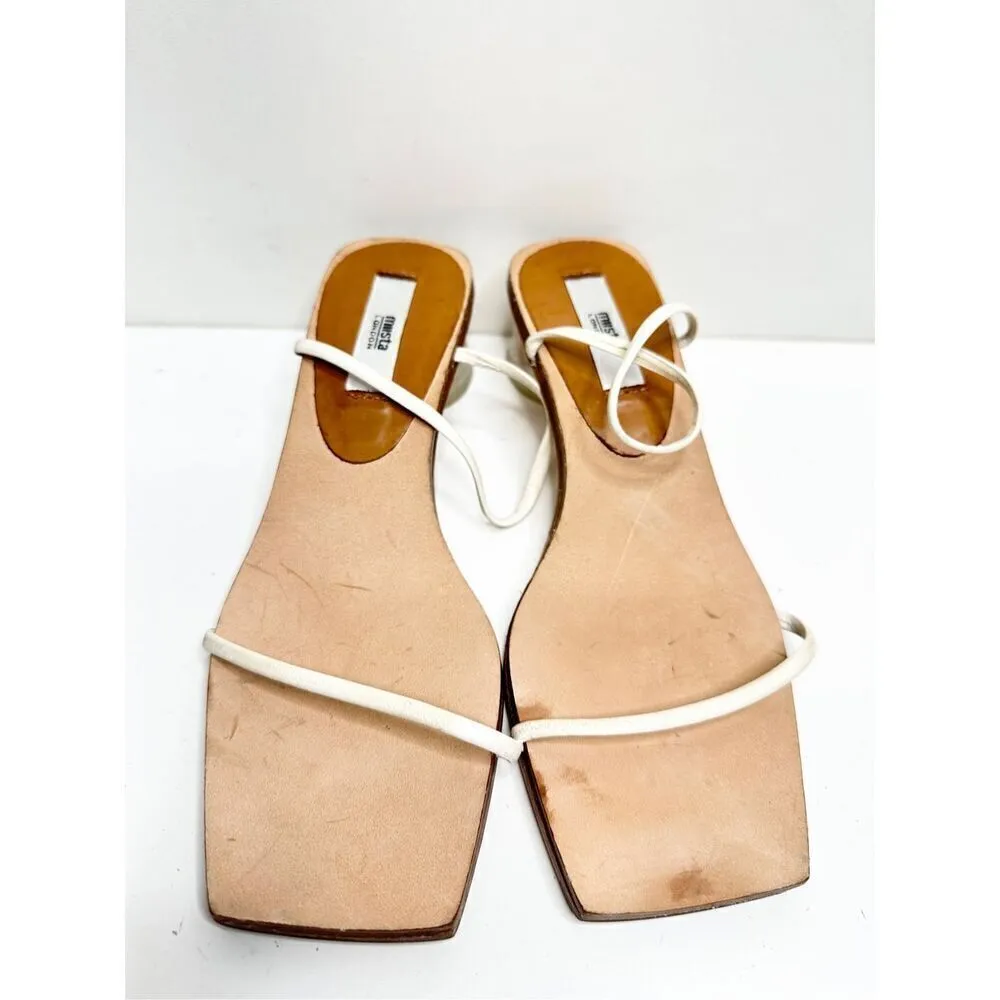 Miista Ellie Beach White Size 5US Strappy Sandals Clear Heels Square Toe - Image 3