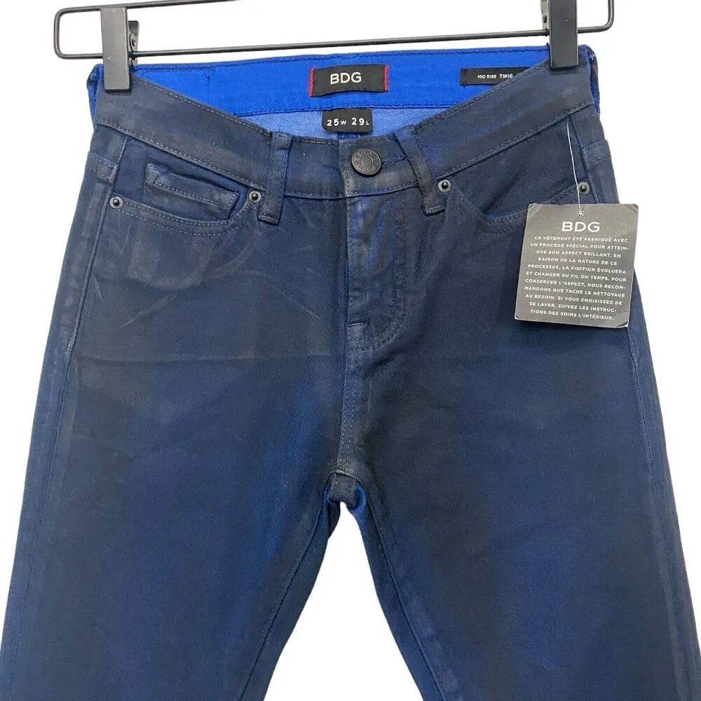 BDG Urban Outfitters Mid Rise Twig Ankle Jeans Blue 25W 29L Stretch Denim Wax - Image 3